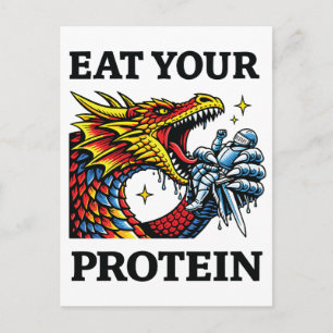 Iss Dein Protein – Epischer Drache essender Ritter Postkarte