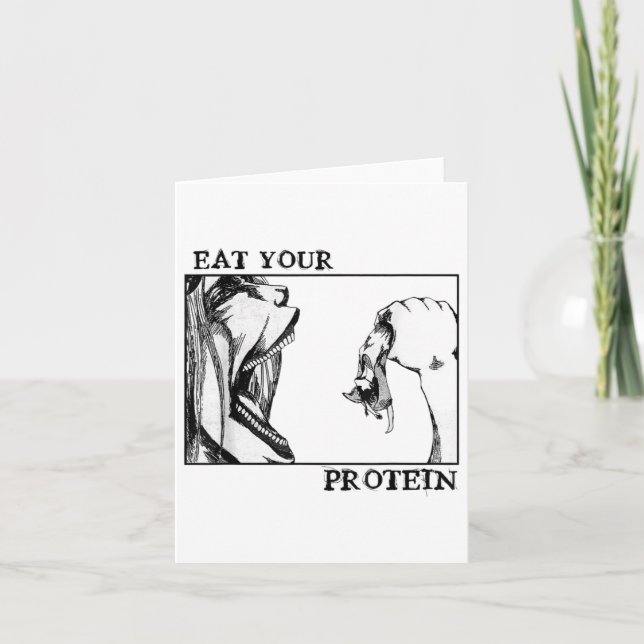 Iss dein Protein Funny Gymer Karte (Vorderseite)