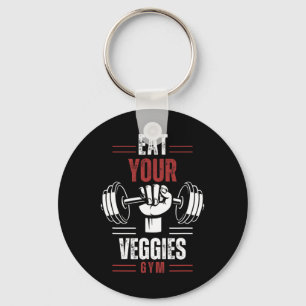 Iss deine Gemüse Vegan Fitness Gym Workout Essen V Schlüsselanhänger