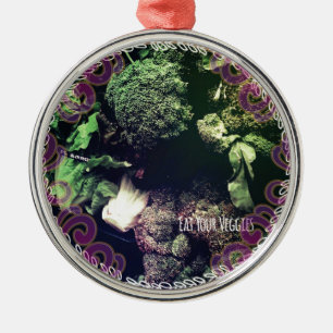 Iss deine Veggies Silbernes Ornament
