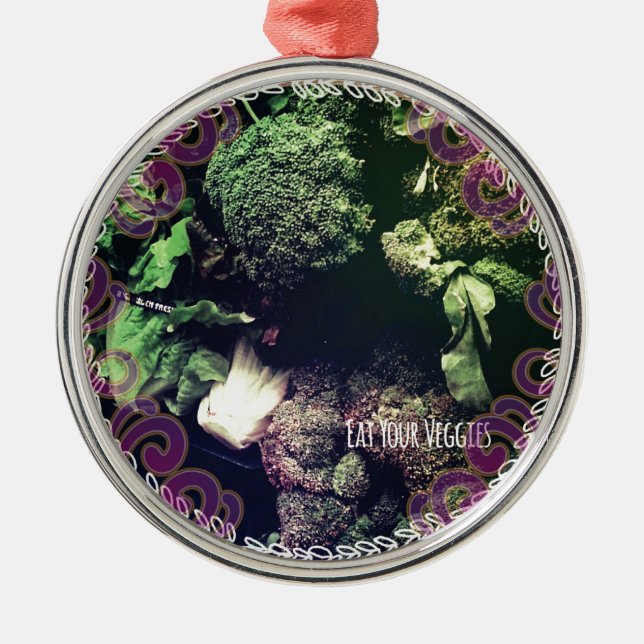 Iss deine Veggies Silbernes Ornament (Vorne)