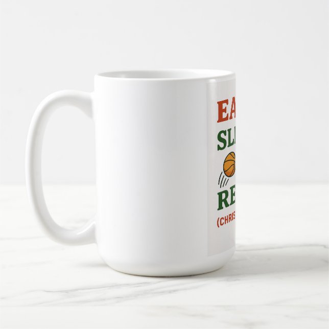 Iss dich Schlaf Dunk Wiederholung - Lustiges Baske Kaffeetasse (Links)