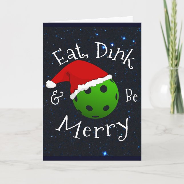 Iss Dink und sei froh Weihnachts-Pickleball Karte (Vorderseite)