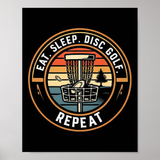 Iss Disc Golf Wiederholen Lustig Retro Sonnenunter Poster