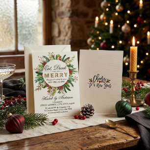 Iss Drink & Be Frohe Weihnachten Party Einladung