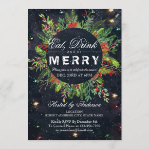 Iss Drink & Be Frohe Weihnachten Party Einladung