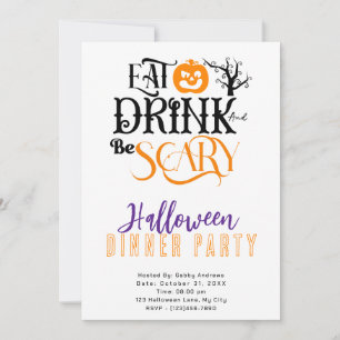 Iss Drink und Beängstigend Halloween Abendessen Pa Einladung