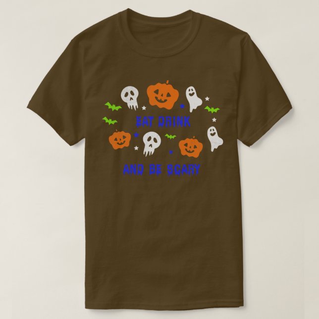Iss Drink und Beängstigende lustige Halloween Part T-Shirt (Design vorne)