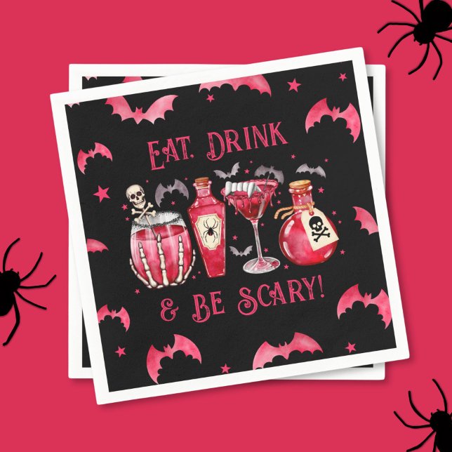 Iss Drink und sei Beängstigend Halloween Cocktails Serviette (Eat Drink and Be Scary Halloween Cocktails Napkins)