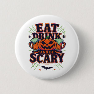 Iss Drink und sei Beängstigend Halloween Design kr Button