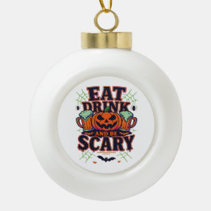 Iss Drink und sei Beängstigend Halloween Design kr Keramik Kugel-Ornament