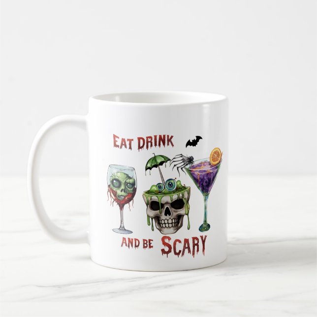 Iss Drink und sei Beängstigend Halloween Fun Coffe Kaffeetasse (Links)