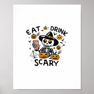 Iss Drink und sei Beängstigend Halloween Pumpkin M Poster