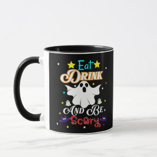 Iss Drink und sei Beängstigend zu Halloween. Tasse