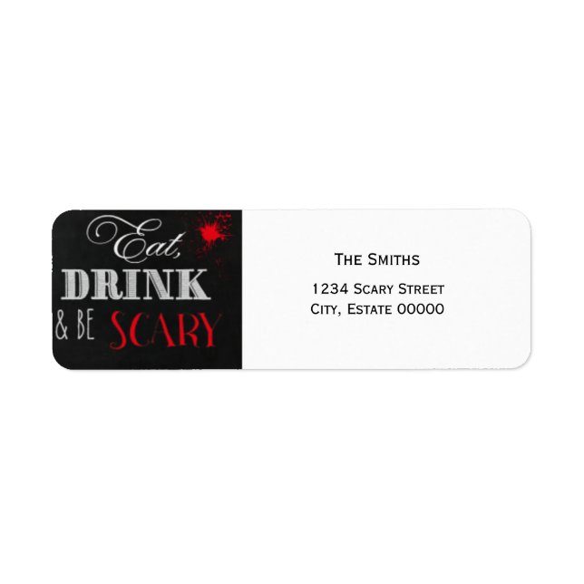 Iss Drink und sei beängstigendes Halloween-Label (Vorne)