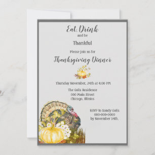 Iss Drink und sei dankbar Erntedank Dinner Einladung