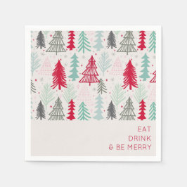 Iss Drink und sei froh Doodle Weihnachtsbaumen Serviette