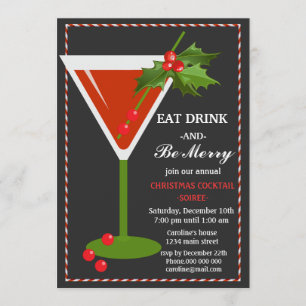 Iss Drink und sei frohe Weihnachts Cocktail Party Einladung