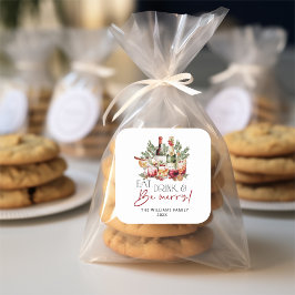 Iss Drink und sei frohe Weihnachtsfeiertage Quadratischer Aufkleber