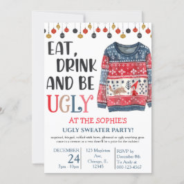 Iss Drink und sei leise Sweater Weihnachts-Party Einladung