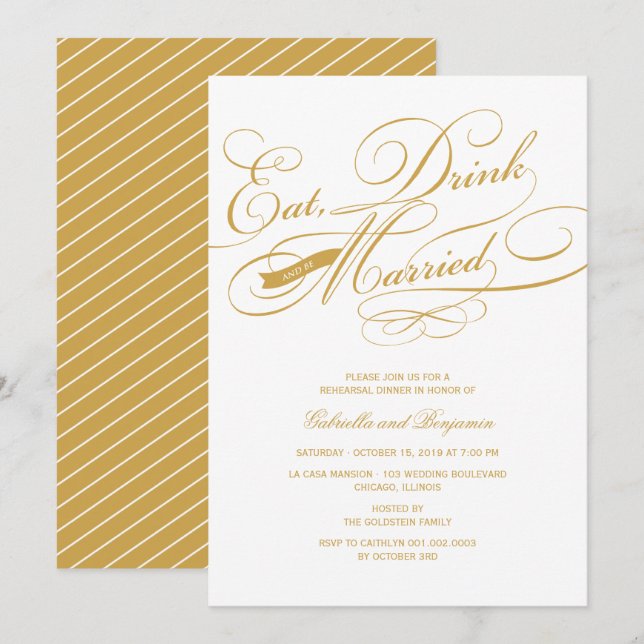 Iss Drink und Verheiratete Probe Abendessen einlad Einladung (Vorne/Hinten)