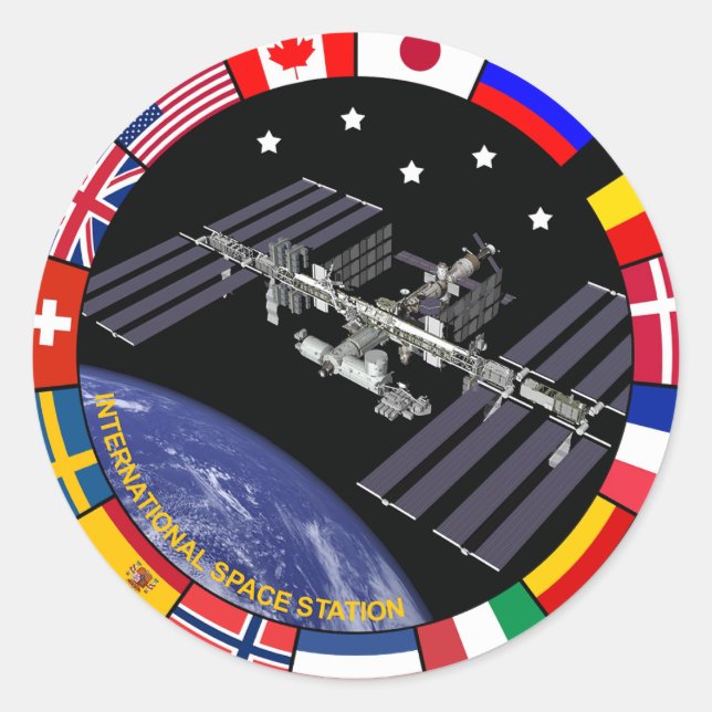 ISS-Emblem Runder Aufkleber (Vorderseite)