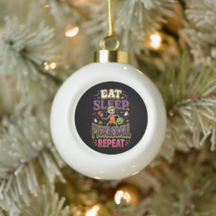 Iss Essen Pickleball Schlafen Wiederholung Pickleb Keramik Kugel-Ornament