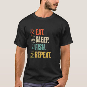 Iss Fisch Schlafen Wiederholen Lustig Angeln Fisch T-Shirt
