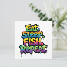 Iss Fisch Wiederhole Regenbogen Graffiti