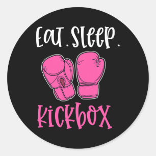 Iss Kickboxen Pink Spruch Zitat Kickboxen Fig Runder Aufkleber