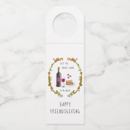 Iss Kuchen, trinke Wein, sei dankbar | Erntedank Flaschenanhänger