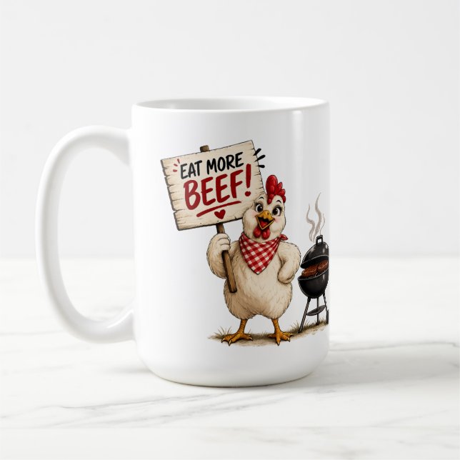 Iss mehr Rindfleisch ! Huhn Kaffeetasse (Links)