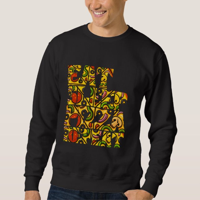 iss pizza schlaf wiederholung sweatshirt (Vorderseite)