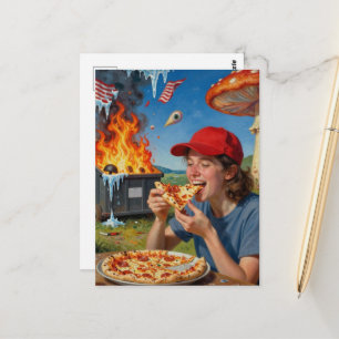 Iss Pizza und ignoriere den amerikanischen Müllcon Postkarte