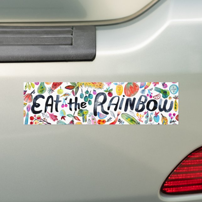 Iss Regenbogen - Buntes Wasserfarben Obst Gemüse Autoaufkleber (Auf Auto)