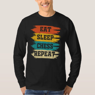 Iss Schach spielen Schlaf Wiederholung Retro Schac T-Shirt