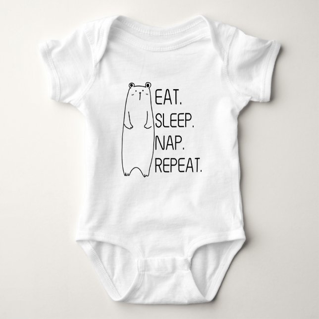 Iss-Schlaf-Nickerchen-Wiederholung Individueller B Baby Strampler (Vorderseite)