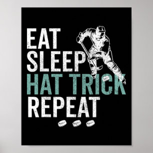 Iss Schlafe Hattrick Wiederhole Cool Eishockey Puc Poster