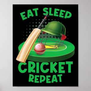 Iss Schlafen Cricket Vintage Cricket Ll Spiel Feld Poster