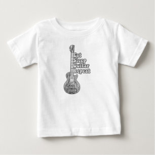 Iss schlafgitarre wiederholen. Vintag schwarz-weiß Baby T-shirt