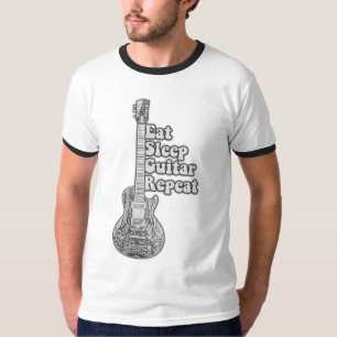 Iss schlafgitarre wiederholen. Vintag schwarz-weiß T-Shirt