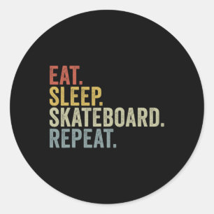 Iss Skateboard Wiederhole Lustiges Skateboarding Runder Aufkleber