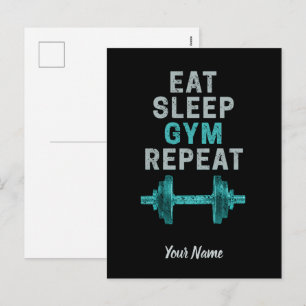 Iss Sleep Gym Wiederholung Gymnastik Vintag für Wo Feiertagspostkarte