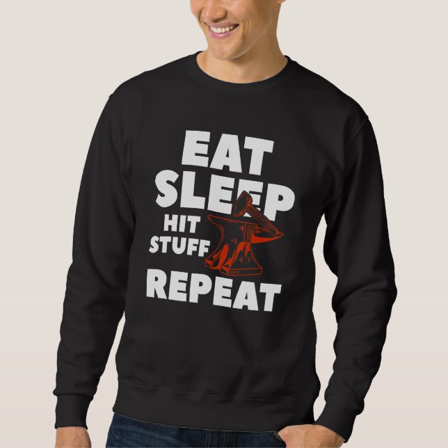 Iss Sleep Hit Stuff Wiederholung für Sweatshirt (Vorderseite)