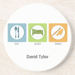 Iss Sleep Paint Sandstein Untersetzer