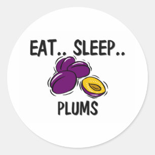 Iss Sleep PLUMS Runder Aufkleber