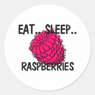 Iss Sleep RASPBERRIES Runder Aufkleber