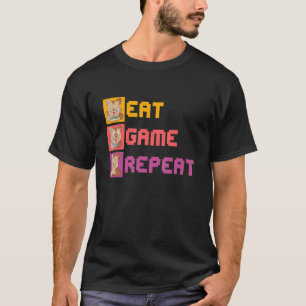 Iss Spiel Schlaf Gamer Panda Katzenbesitzer Hausti T-Shirt