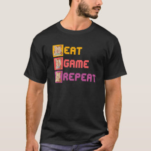 Iss Spiel Schlafen Gamer Panda Katzenbesitzer Haus T-Shirt