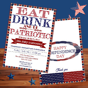 Iss Trink & Sei Patriotisch 4. Juli Grillparty Einladung